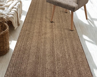 Hallway Entryway Office Kitchen Floor Carpet Runner Rug with Non-Slip Rubber Back, Stain Resistant, Machine Washable ,BROWN STRIPED Design