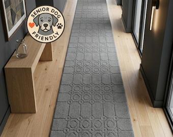 Washable Custom Grey Runner Rug, Non Slip Rubber Backed, Cut to Fit • Unroll & Done