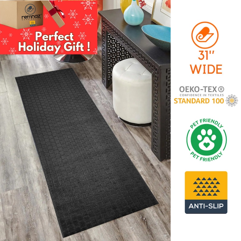 31x55 Rug Washable Custom Length Hallway Kitchen Runner Rug | 31-inch Wide Non ...