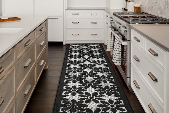 Kitchen Floor Runner Rug Mat Machine Washable Non Slip Cut to Length Carpet  for Perfect Fit Galley Peninsula U L Shaped Small Kitchen 