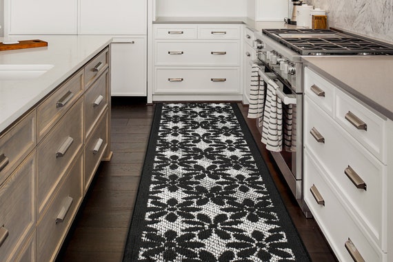 Kitchen Floor Runner Rug Mat Machine Washable Non Slip Cut to Length Carpet  for Perfect Fit Galley Peninsula U L Shaped Small Kitchen 