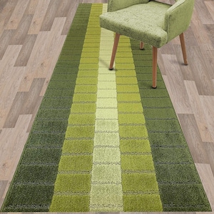 31 inch WIDE CUSTOM Length Slip-Skid Resistant Latex Rubber Back Runner Rug Carpet for Hallway Stair Kitchen ,GREEN,Sold by the Foot
