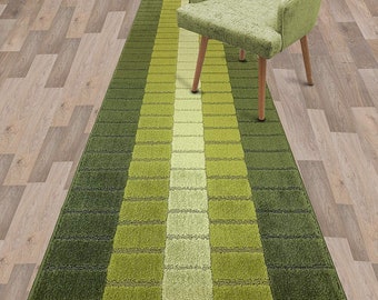 31 inch WIDE CUSTOM Length Slip-Skid Resistant Latex Rubber Back Runner Rug Carpet for Hallway Stair Kitchen ,GREEN,Sold by the Foot