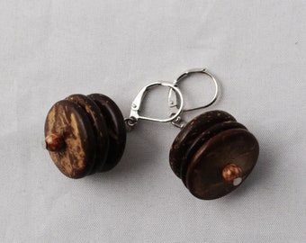 L'astratta- Pancake Pile Wood Bead Earrings