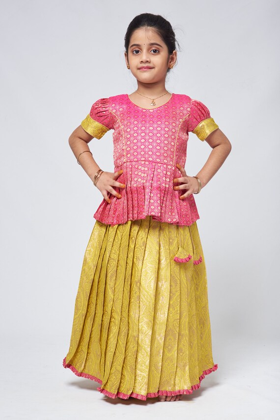 Brocade pattu pavadai clearance