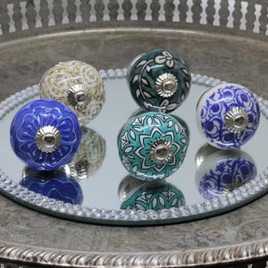 SagaSave Lot De 18 Boutons De Porte Vintage En Céramique Antique Pour Armoires De Cuisine, Commodes, Armoires, Armoires