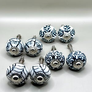 Conjunto de 10 puxadores pequenos para móveis, pretos e brancos, 3 cm – puxadores de gaveta de cerâmica de design – enviados da França.