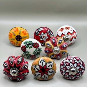 Set di 8 pomelli per mobili – maniglie per cassetti di armadi da cucina – in ceramica rossa e arancione – decorazione per mobili – spedizione dalla Francia