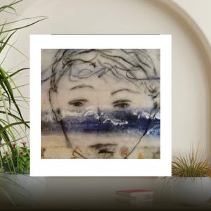 Peinture à l'encaustique (cire) faite main, téléchargement numérique, cadeau pour elle/lui, portrait d'un garçon, peinture avec carte du Québec.