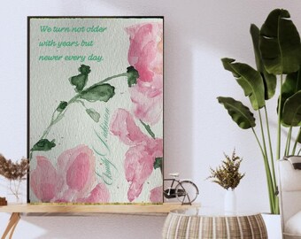 Cadeau Emily Dickinson, aquarelprint, bloemsierkunst (digitale download)