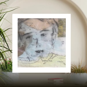 Peinture à l'encaustique (cire) faite main, téléchargement numérique, cadeau pour elle/lui, portrait d'un garçon, peinture avec carte du Québec.