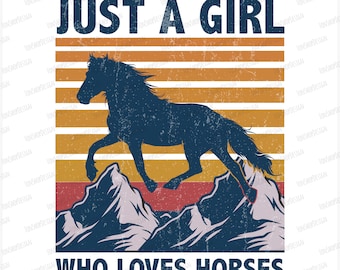 Horse Girl Retro Design, Horse Lover PNG Sublimation (Instant Download)