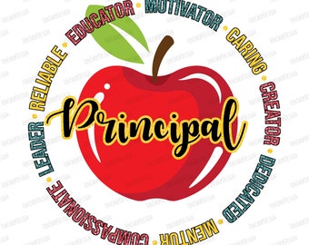 Principal Apple PNG, School Design (Digital Download)