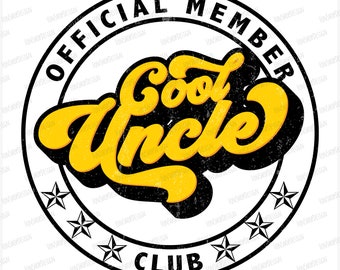 Cool Uncle Club PNG, Retro Sublimation Design (Digital Download)