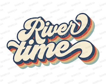River Time Retro Png Sublimation Design (Instant Download)