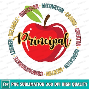Schulleiter Png, Back to School, Lehrer Png, Schul T-Shirts, Geschenk für Lehrer, Sublimation Design, Design Download, Png Clipart Designs