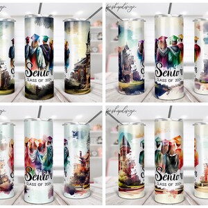 Senior Class Of 2024 Becher, 20 Unzen dünner Becher, Abschlussgeschenke, Geschenk für sie, Sublimationsgrafik, digitaler Download, Wrap Png Design