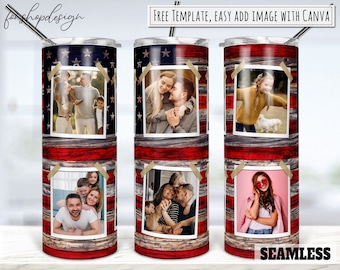Amerikaanse vlag houtnerf fotolijst 20oz skinny taps toelopende en rechte tuimelaar sublimatie waterglijbaan digitaal ontwerp volledige tuimelaar wrap downloaden