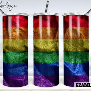 LGBT Rainbow Flag Naadloze 20oz Skinny Taps toelopende & Straight Tumbler Sublimatie, Waterslide Digital Design Full Tumbler Wrap Digitals Download