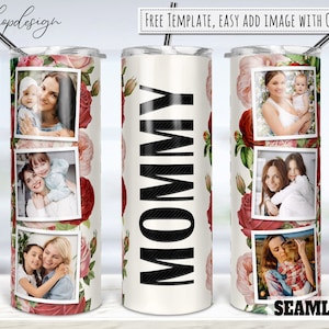 Bicchiere mamma, Festa della mamma, Cornice per foto, Bicchiere da 20 once, Bicchiere magro, Grafica a sublimazione, Download digitale, Involucro completo, Design Png