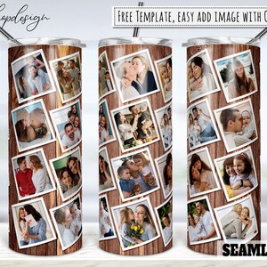 20 fotolijstjes houtnerf foto Tumbler, 20 Oz Tumbler, mager Tumbler, sublimatie graphics, digitale download, volledige wrap, PNG-ontwerp