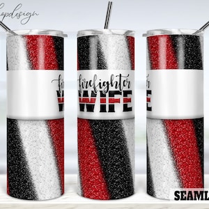 Firefighter Wife Seamless 20oz Skinny Tapered & Straight Tumbler Sublimation, Waterslide Digital Design Full Tumbler Wrap Png Download