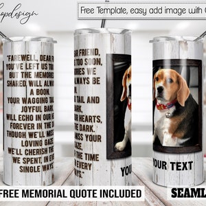 Dog Memorial Tumbler, Picture Photo Frame, 20oz Skinny Tumbler, Pet Loss Gift, Sublimatie Graphics, Digitale Download, Volledige Wrap, Png Design
