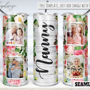 Nounou Photo Frame 20oz Skinny Conique & Droite Tumbler Sublimation, Waterslide Digital Design Full Tumbler Wrap Png Digitals Download