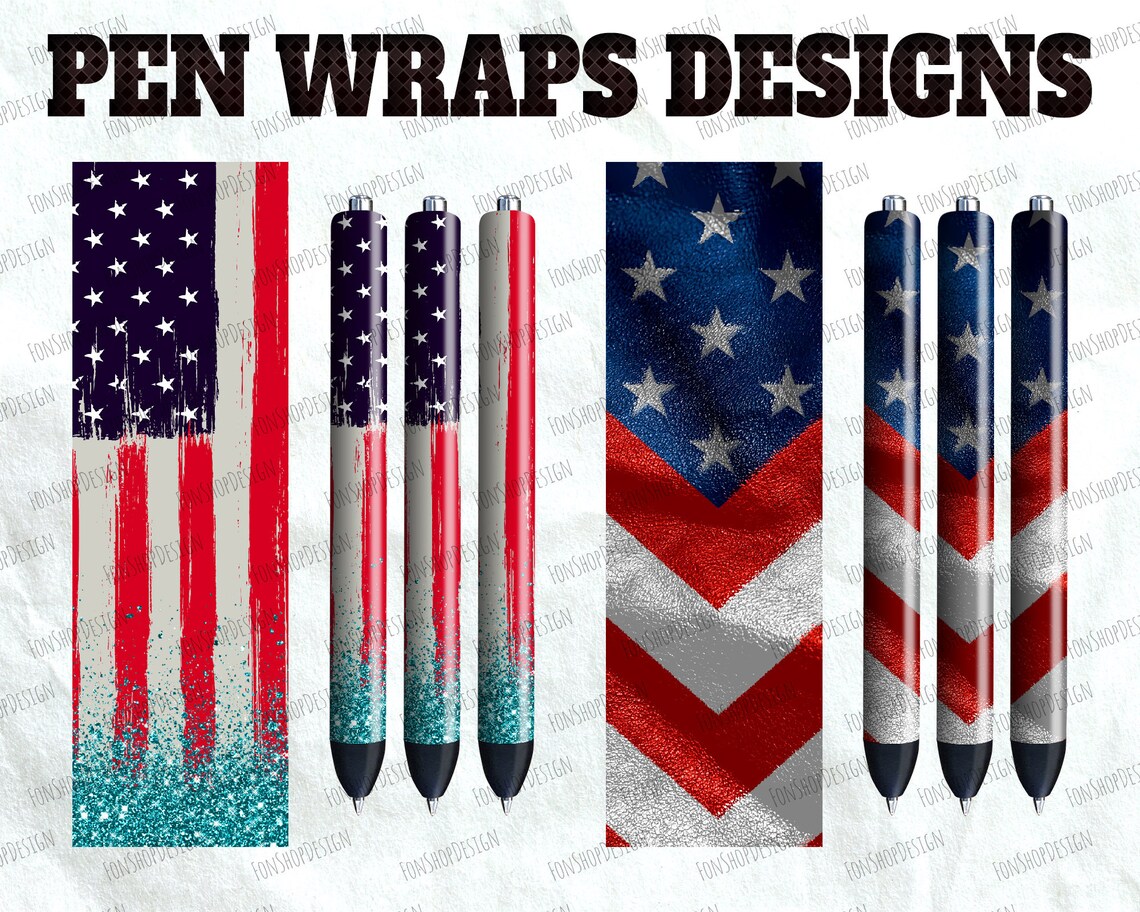 America Usa Flag Pen Wrap File Set Waterslide or Printable - Etsy