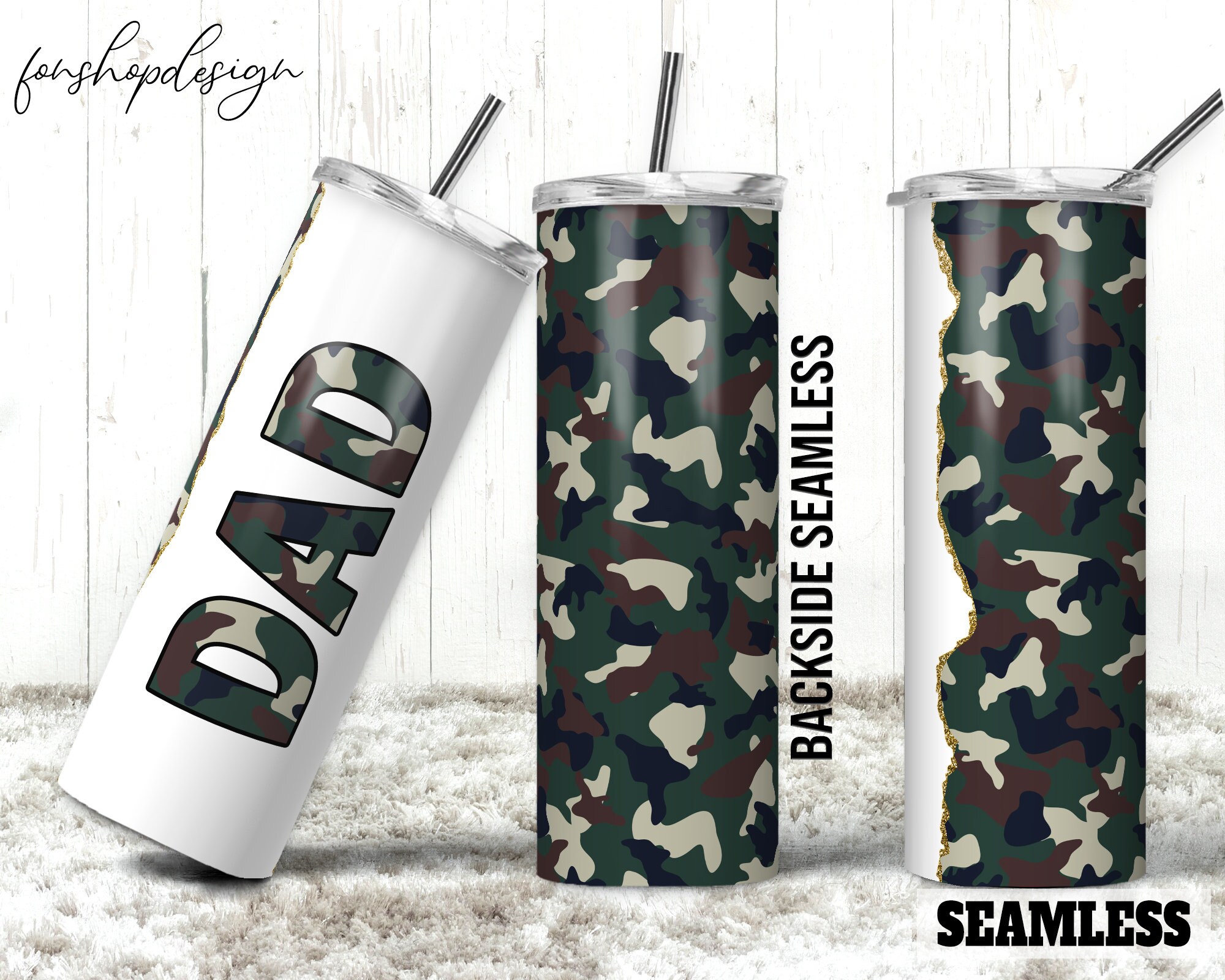 Dad Camo Green Camouflage Seamless 20oz Skinny Tapered & - Etsy