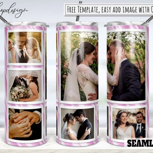 6 Photo Frame, Mr and Mrs, Wedding Anniversary, 20 Oz Tumbler, Skinny Tumbler, Sublimation Graphics, Digital Download, Full Wrap, Png Design