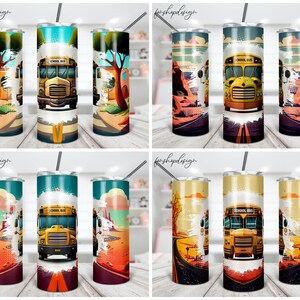 Vaso de autobús escolar, vaso flaco de 20 oz, regalo para ella, regreso a la escuela, gráficos de sublimación, descarga digital, envoltura completa, diseño png