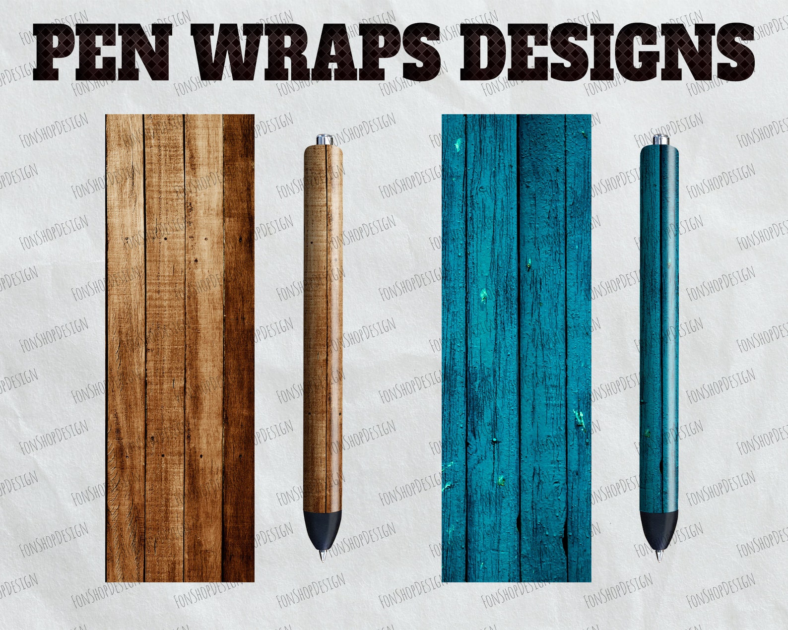 wood grain pen wrap file set waterslide or printable vinyl etsy