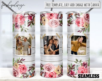 Bloem bloemen houten fotolijst 20oz mager taps toelopende & rechte tuimelaar sublimatie, waterglijbaan digitaal ontwerp volledige tuimelaar png wrap downloaden