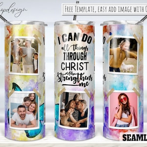 Christian Bible Verse Photo Frame 20oz Skinny Tapered & Straight Tumbler Sublimation Waterslide Digital Design Full Tumbler Wrap Download