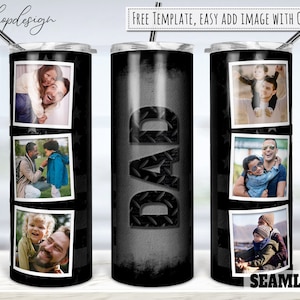 Vaso de papá, marco de fotos, vaso de 20 oz, bandera estadounidense, sublimación mate, vaso delgado, descarga digital, envoltura completa, diseño png