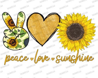 Sunflower Peace Love Sunshine Sublimation PNG (Digital Download)