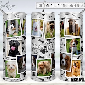 Vaso de pata de perro, marco de fotos, vaso de 20 onzas, vaso delgado, cónico y recto, gráficos de sublimación, descarga digital, diseño de envoltura
