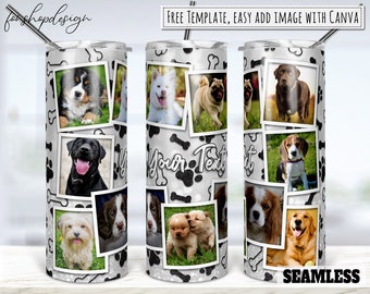 Dog paw Tumbler, Picture Photo Frame, 20 Oz Tumbler, Skinny Tumbler, Tapered & Straight, Sublimation Graphics, Digital Download, Wrap Design