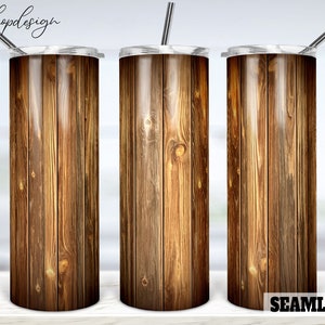 Grano de madera rústica sin costuras 20oz Skinny Tapered & Straight Tumbler Sublimation, Waterslide Digital Design Full Tumbler Wrap Digitals Descargar