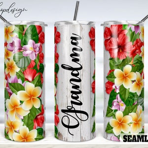 Grandma Flower Seamless Tumbler, 20 Oz Tumbler, Skinny Tumbler, Tapered & Straight, Sublimation Graphics, Digital Download, Wrap Png Designs