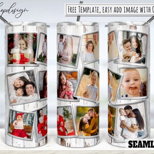 12 Foto Fotolijstjes, Houtnerf Tumbler, 20 Oz Tumbler, Skinny Tumbler, Sublimatie Graphics, Digitale Download, Volledige Wrap, Png Design