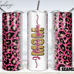 I Love You Mom Seamless Tumbler, 20 Oz Tumbler, Skinny Tumbler, Tapered & Straight, Sublimation Graphics, Digital Download, Wrap Png Design