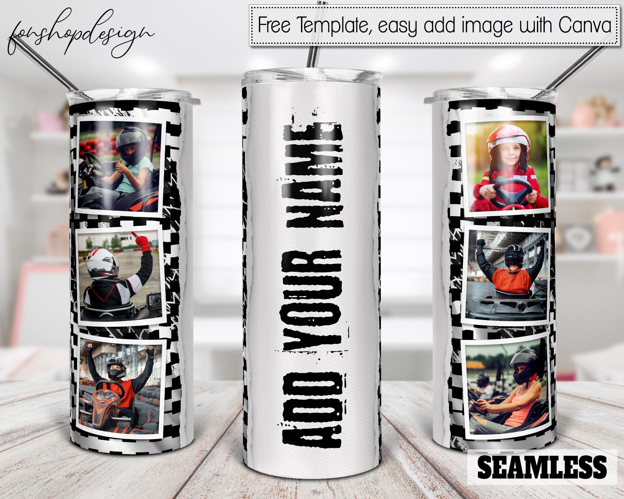 Checkered Flag Tumbler, Picture Photo Frame, 20 Oz Tumbler