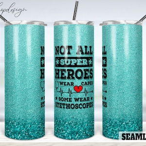 Nurse Super Power Cna Seamless 20oz Skinny Tapered & Straight Tumbler Sublimation, Waterslide Digital Design Full Tumbler Wrap Png Download