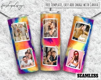 Tie-dye fotolijst omslag beker, mager ontwerp beker (digitale download)