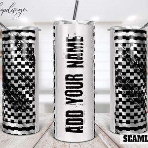 Checkered Flag Tumbler, 20 Oz Tumbler, Skinny Tumbler, Racing Seamless, Sublimation Graphics, Digital Download, Full Wrap, Png Design
