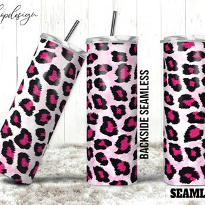 Pink Glitter Leopard Seamless Tumbler, 20 Oz Tumbler, Skinny Tumbler ...
