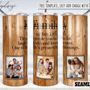 Familie definitie offerte sublimatie, houtnerf foto fotolijst Tumbler, 20 Oz Tumbler, mager Tumbler, digitale download, Wrap Png Design