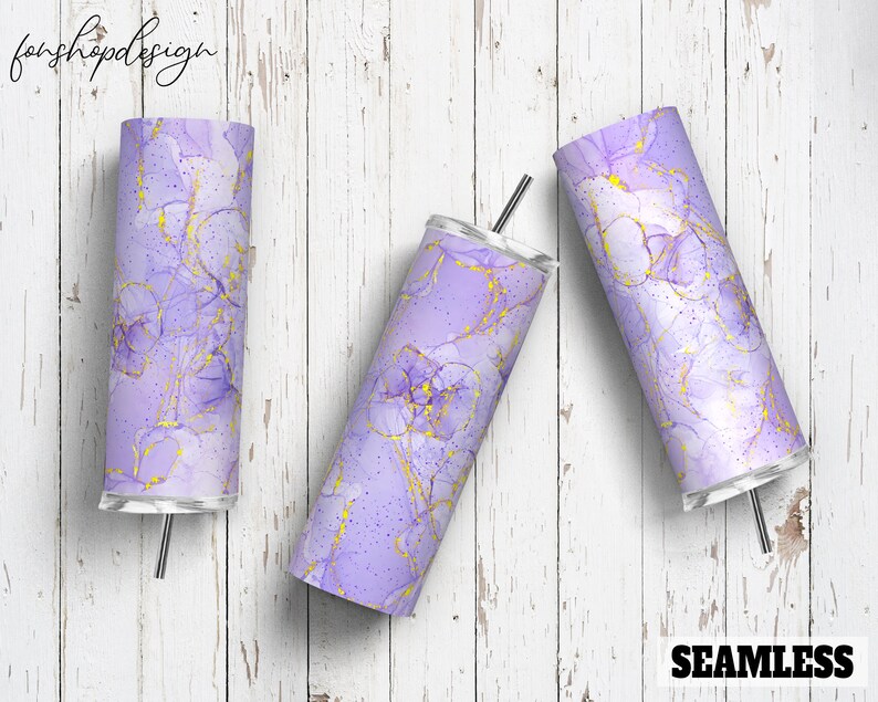 Purple Glitter Alcohol Ink Seamless 20oz Skinny Tapered & Etsy